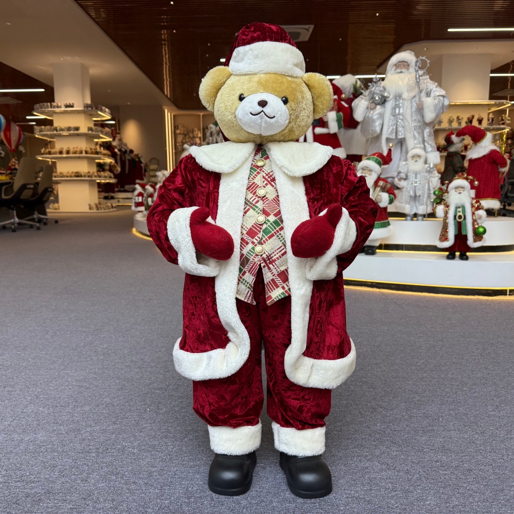 High Quality Luxury 20Inch +24Inch +36Inch Animal Santa Bear Christmas Ornaments Handmade Eco Friendly Santa Claus Doll