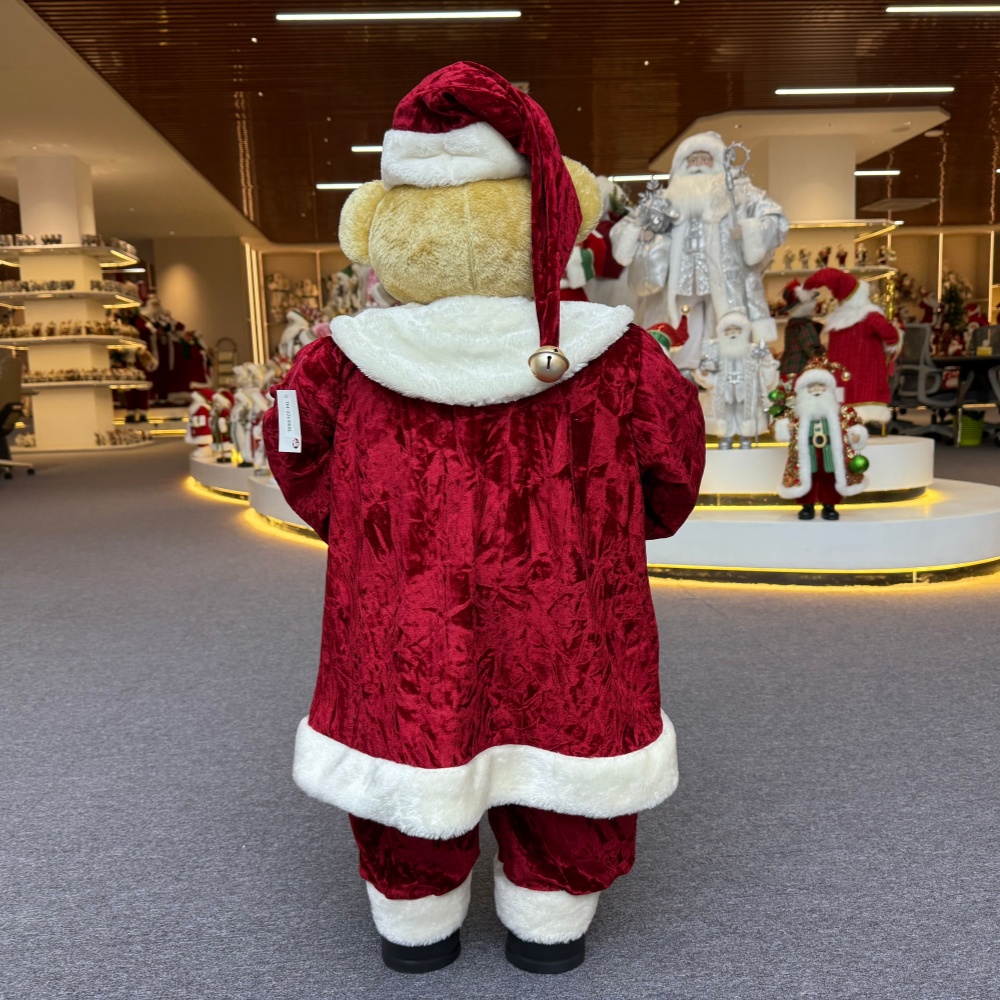 High Quality Luxury 20Inch +24Inch +36Inch Animal Santa Bear Christmas Ornaments Handmade Eco Friendly Santa Claus Doll
