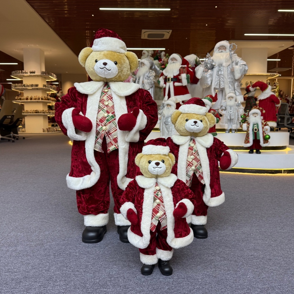 High Quality Luxury 20Inch +24Inch +36Inch Animal Santa Bear Christmas Ornaments Handmade Eco Friendly Santa Claus Doll