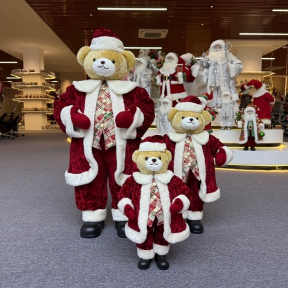 High Quality Luxury 20Inch +24Inch +36Inch Animal Santa Bear Christmas Ornaments Handmade Eco Friendly Santa Claus Doll