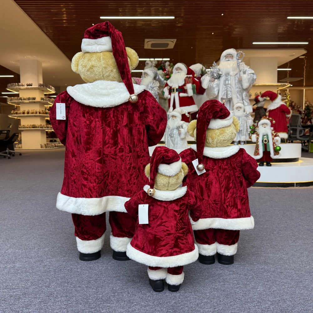 High Quality Luxury 20Inch +24Inch +36Inch Animal Santa Bear Christmas Ornaments Handmade Eco Friendly Santa Claus Doll