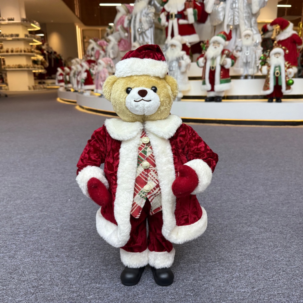 High Quality Luxury 20Inch +24Inch +36Inch Animal Santa Bear Christmas Ornaments Handmade Eco Friendly Santa Claus Doll