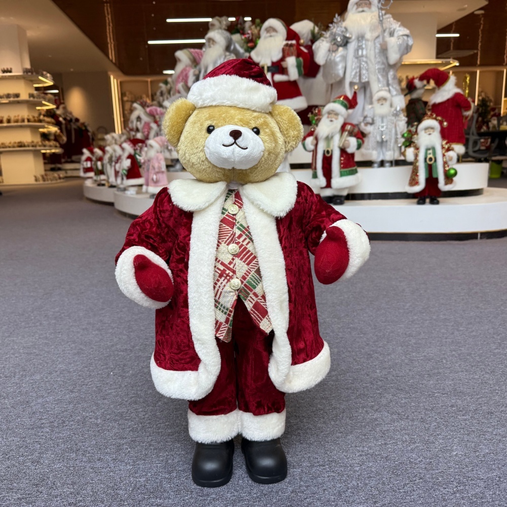 High Quality Luxury 20Inch +24Inch +36Inch Animal Santa Bear Christmas Ornaments Handmade Eco Friendly Santa Claus Doll