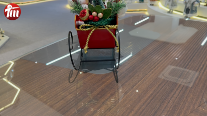 23CM  Xmas Handmade Resin Santa Claus Doll ON SLED WITH LED LIGHT & MUSIC Handicraft Polyresin Santa Claus Indoor Decoration