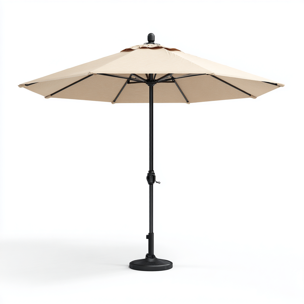 Ombrellone da giardino in poliestere 300x250 cm - beige chiaro - con ventilazione superiore - palo in acciaio verniciato nero e base stabile-Designene