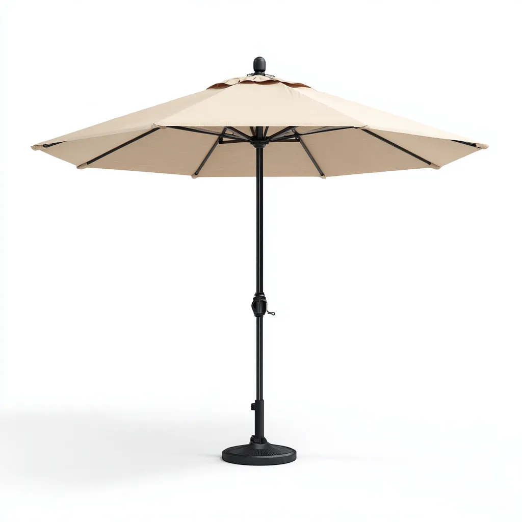 Ombrellone da giardino in poliestere 300x250 cm - beige chiaro - con ventilazione superiore - palo in acciaio verniciato nero e base stabile-Designene