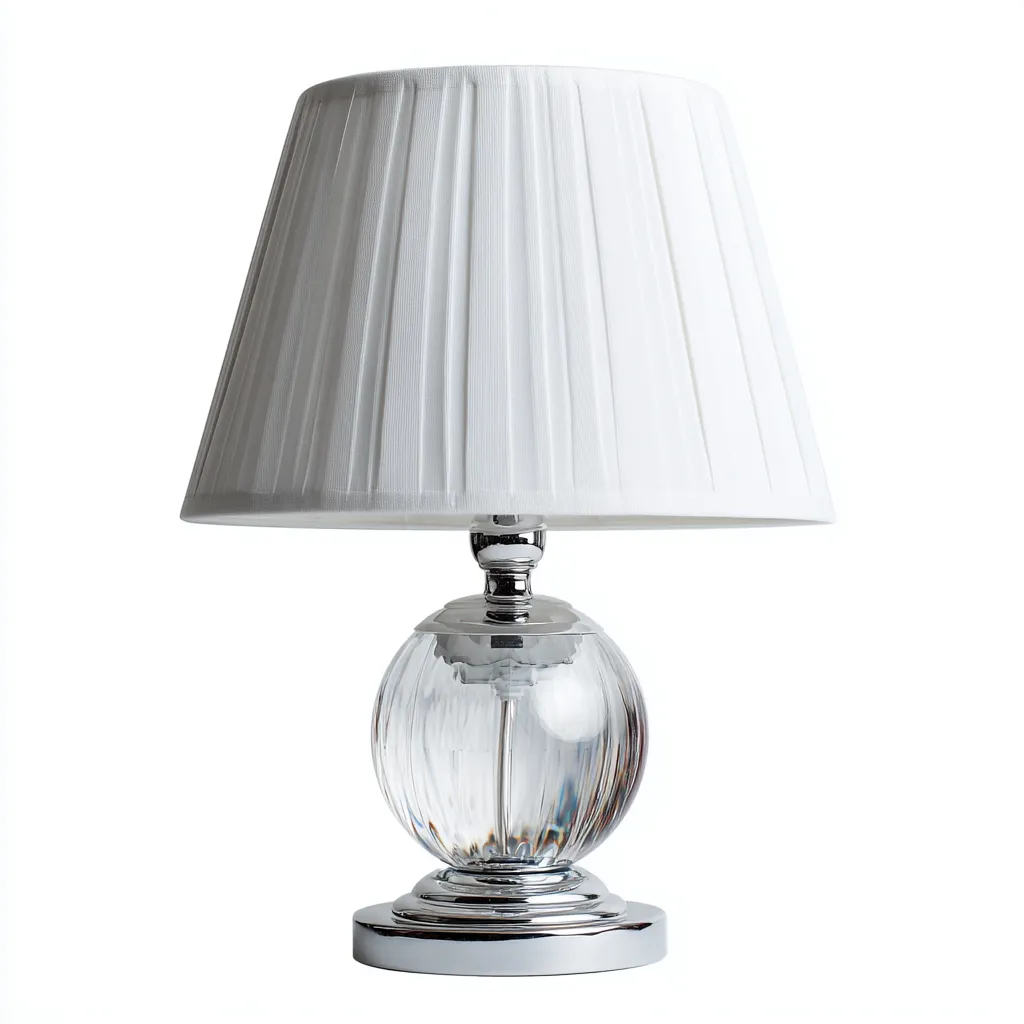Lampada da tavolo in vetro e metallo 27x27x50 cm - bianco - design moderno elegante-Designene