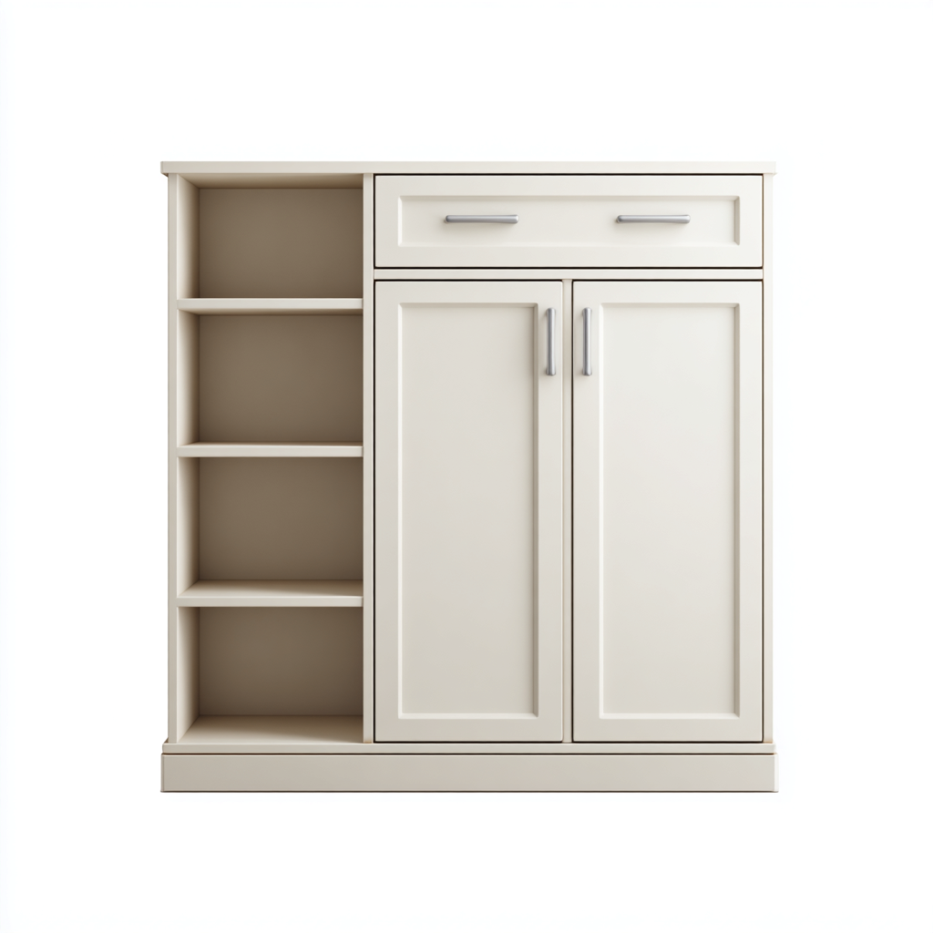 Scarpiera in legno composito 90x35x100 cm - bianco crema - design moderno-Designene