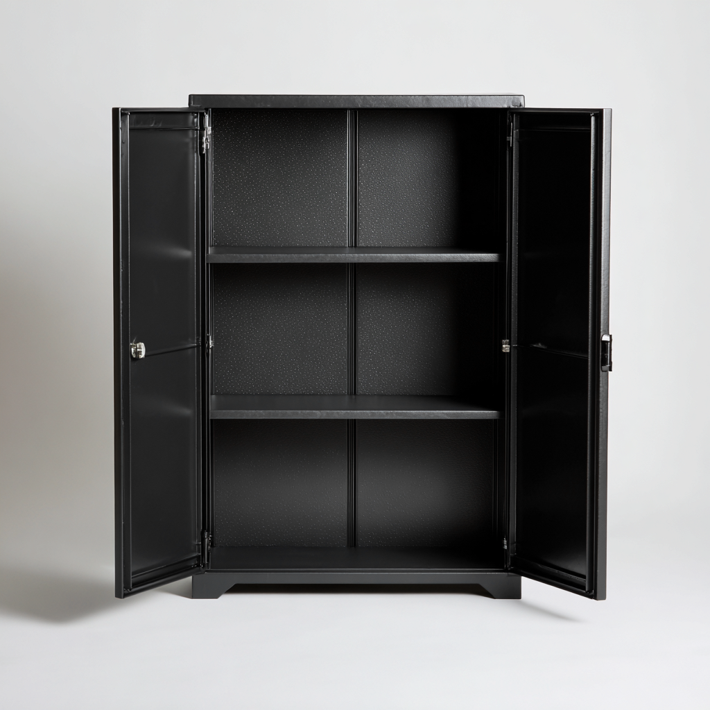 Scarpiera in metallo a 3 ripiani 85x40x120 cm - nera - design industriale con ante-Designene