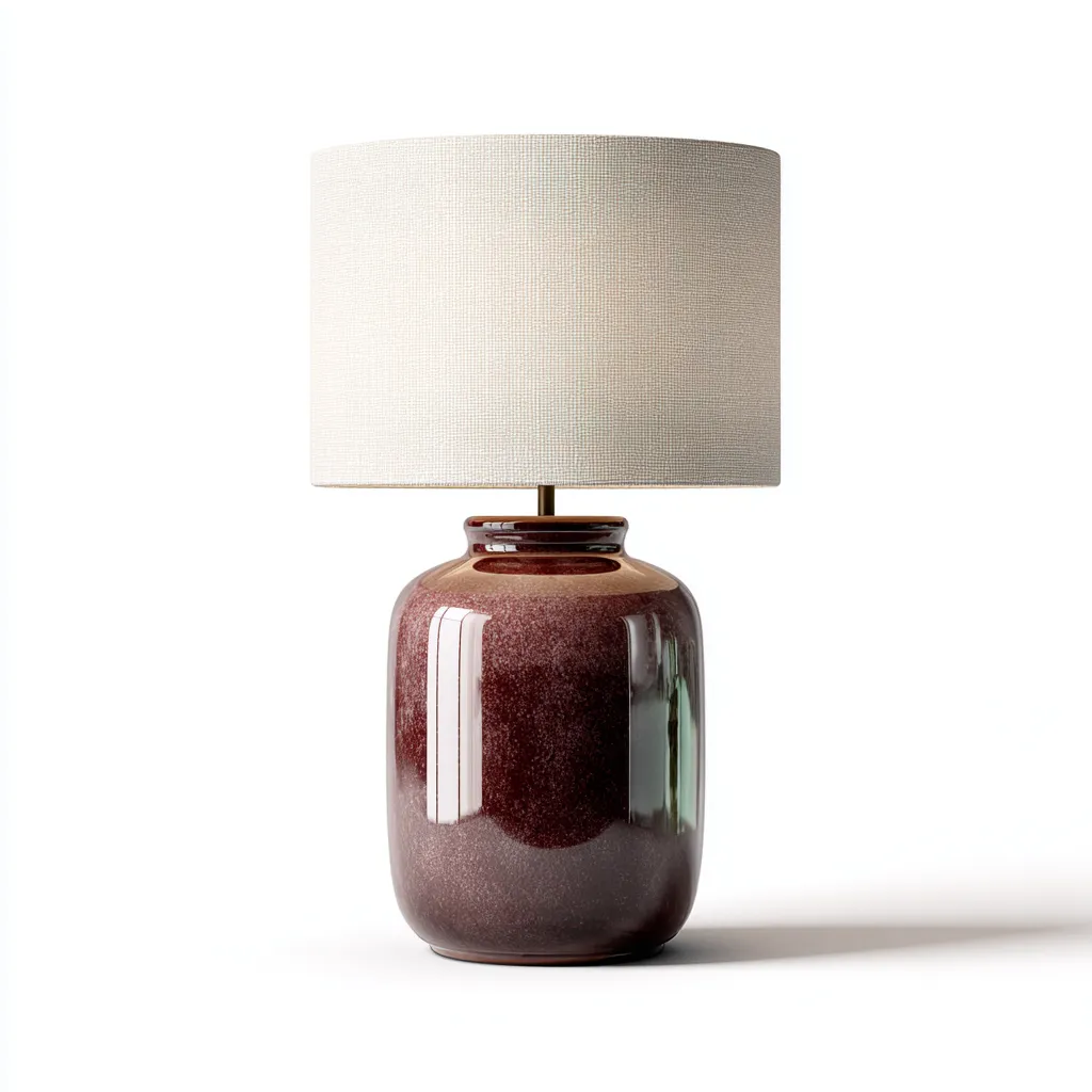 Lampada da tavolo in ceramica 30x30x50 cm - rosso - design moderno-Designene