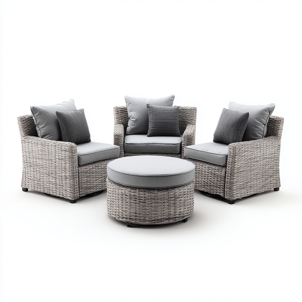 Divano da esterno in rattan sintetico con cuscini in tessuto 180x70x75 cm - grigio-chiaro - design moderno e compatto-Designene