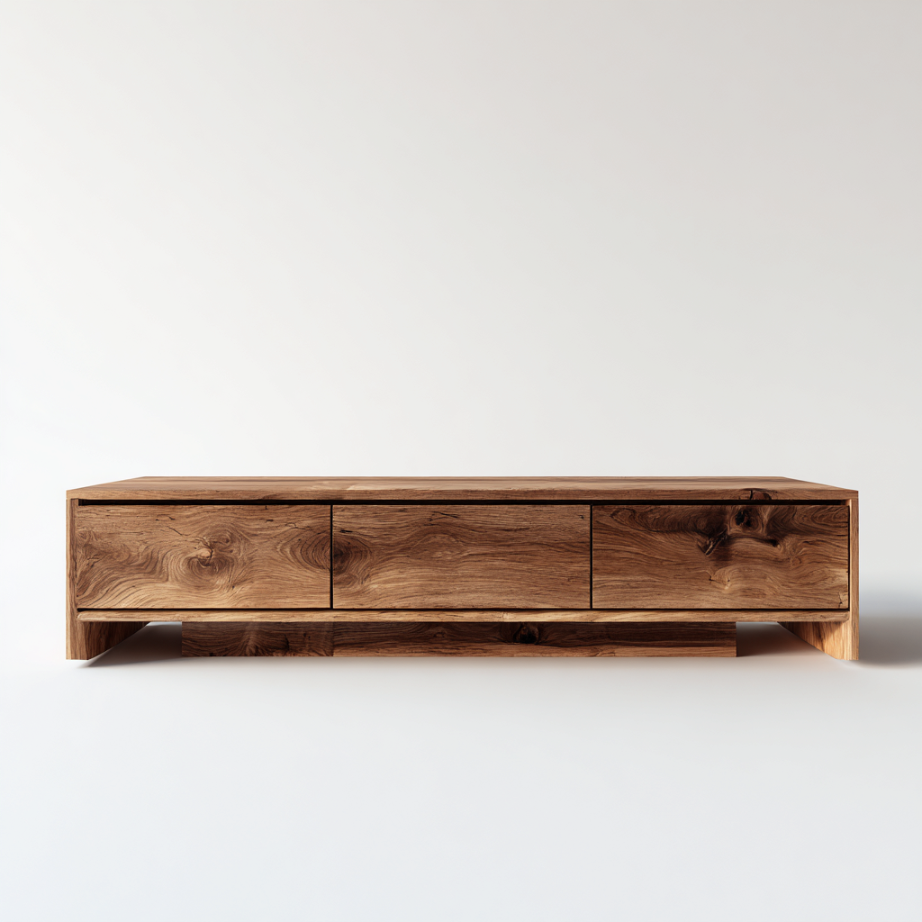 Mobile TV in legno massello 180x40x35 cm - noce naturale - design contemporaneo-Designene