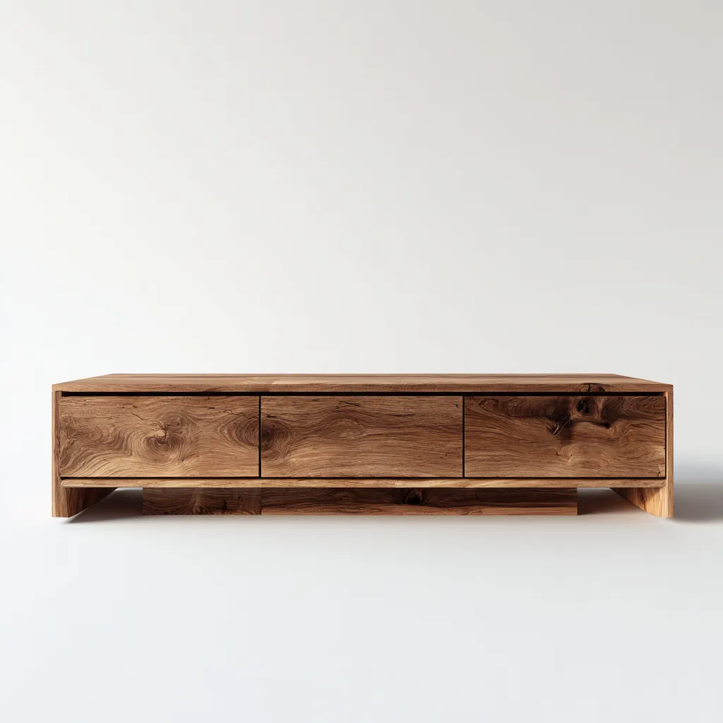 Mobile TV in legno massello 180x40x35 cm - noce naturale - design contemporaneo-Designene