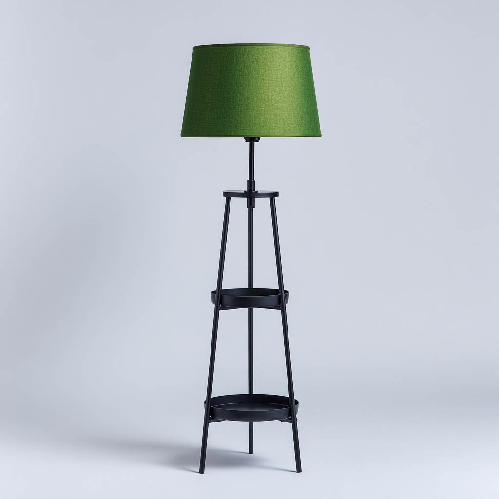 Lampada da terra metallo nero 40x40x160 cm verde-nero design funzionale-Designene