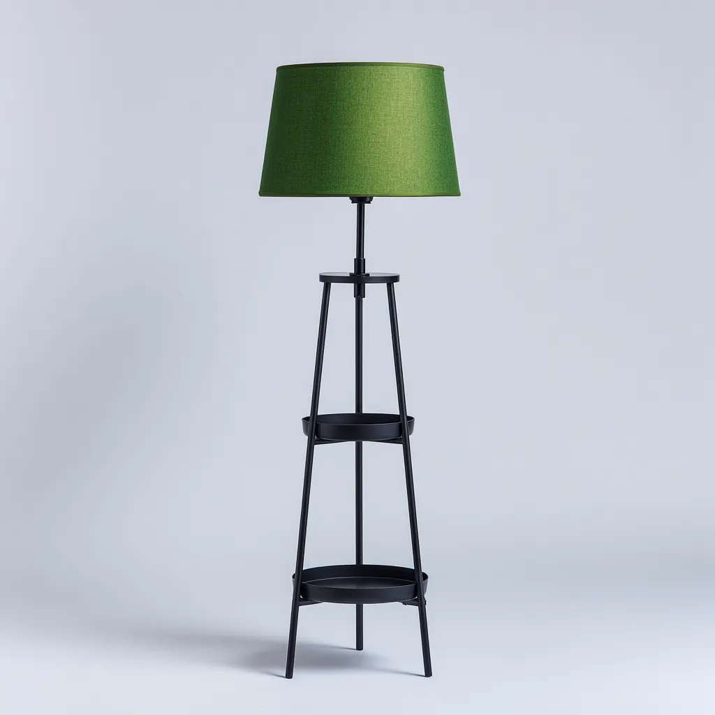 Lampada da terra metallo nero 40x40x160 cm verde-nero design funzionale-Designene