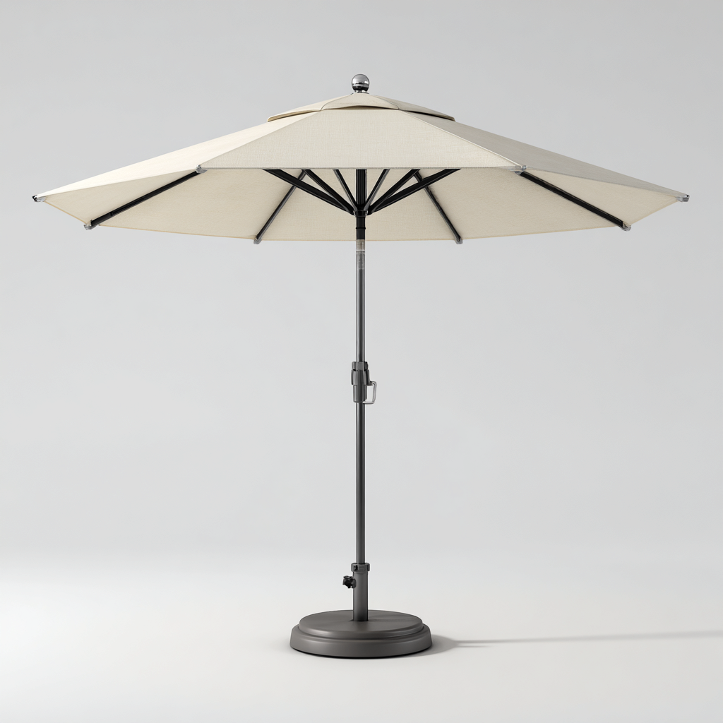Ombrellone da giardino in poliestere 300x250 cm - beige - con palo in acciaio grigio e base tonda-Designene
