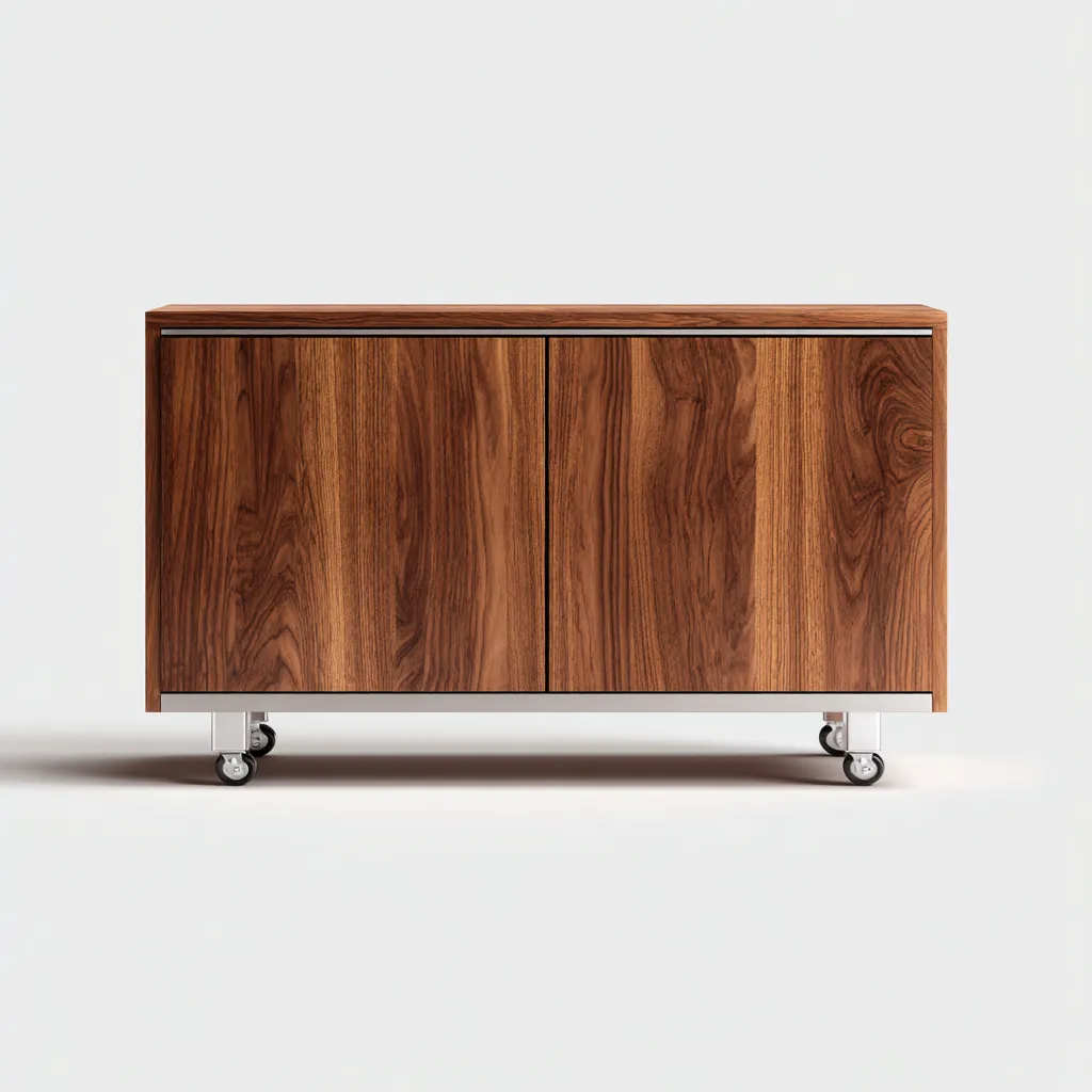 Mobile TV in legno di noce con base in metallo 140x45x70 cm - noce-argento - design moderno-Designene