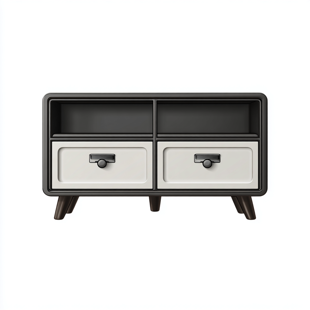 Mobile TV in legno MDF 90x40x55 cm - Nero-Grigio - Design moderno minimalista-Designene