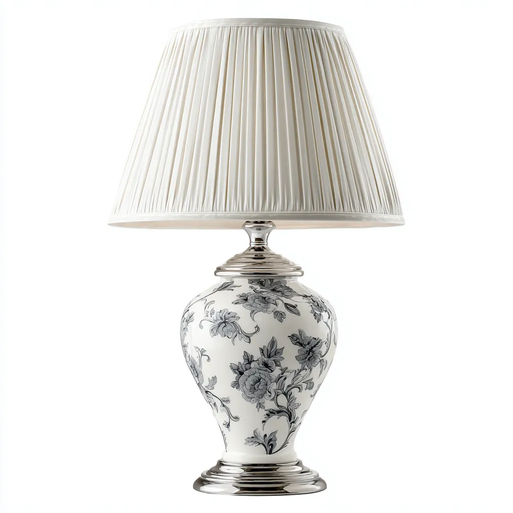 Lampada da tavolo in ceramica e metallo 32x32x55 cm - bianco - stile classico-Designene