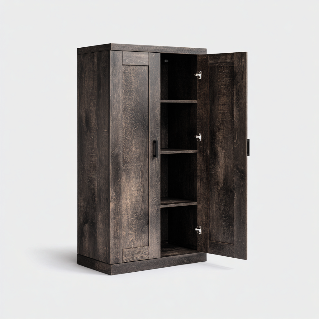 Scarpiera in legno MDF a 4 ripiani 80x40x150 cm - marrone scuro - design moderno con doppia anta-Designene