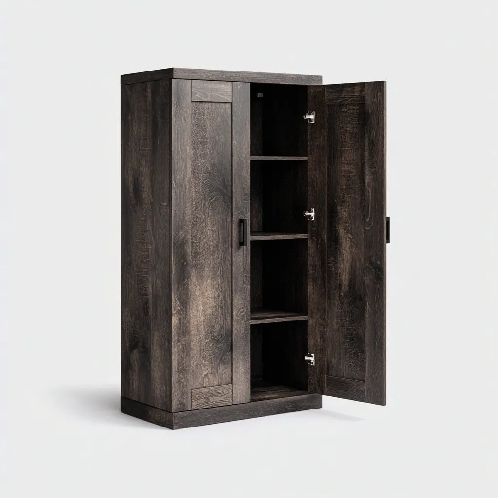 Scarpiera in legno MDF a 4 ripiani 80x40x150 cm - marrone scuro - design moderno con doppia anta-Designene