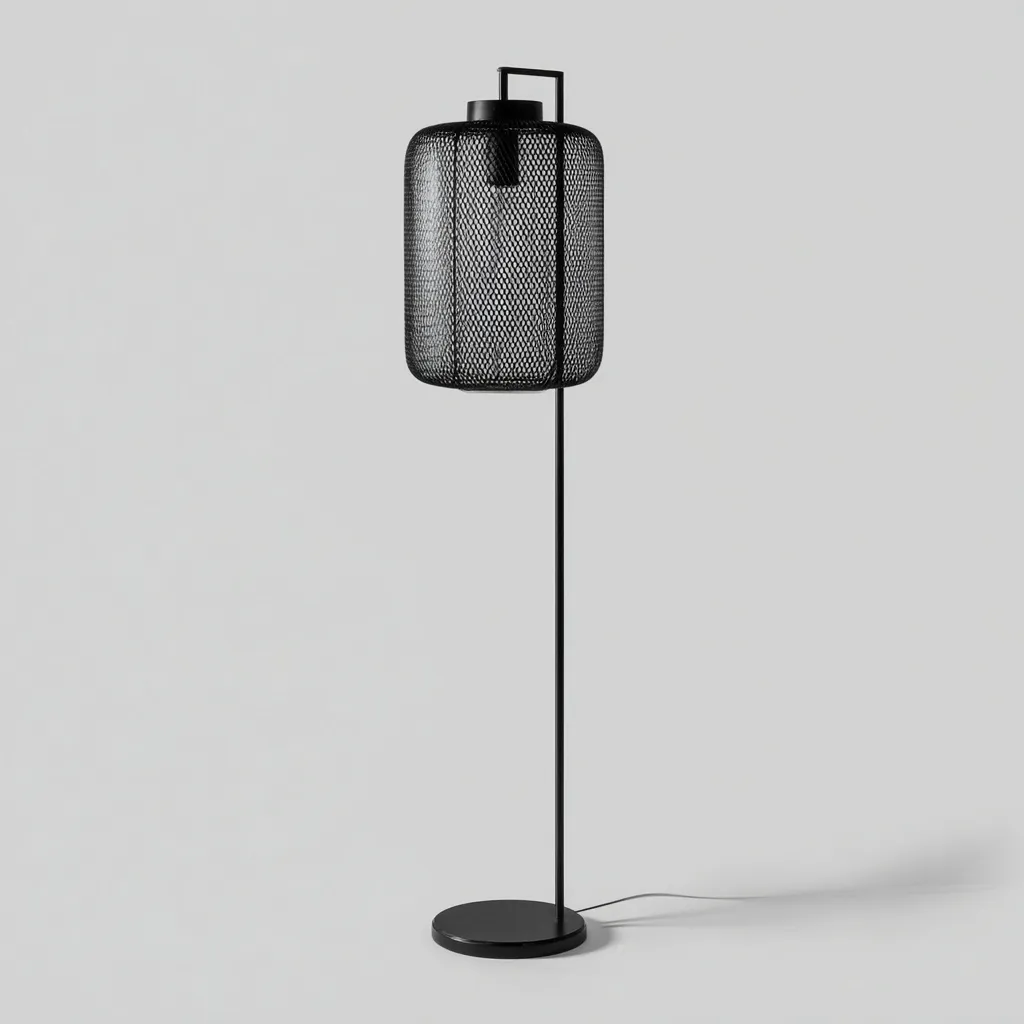 Lampada da terra - Metallo - 28x28x160 cm - Nero - Stile moderno industriale-Designene