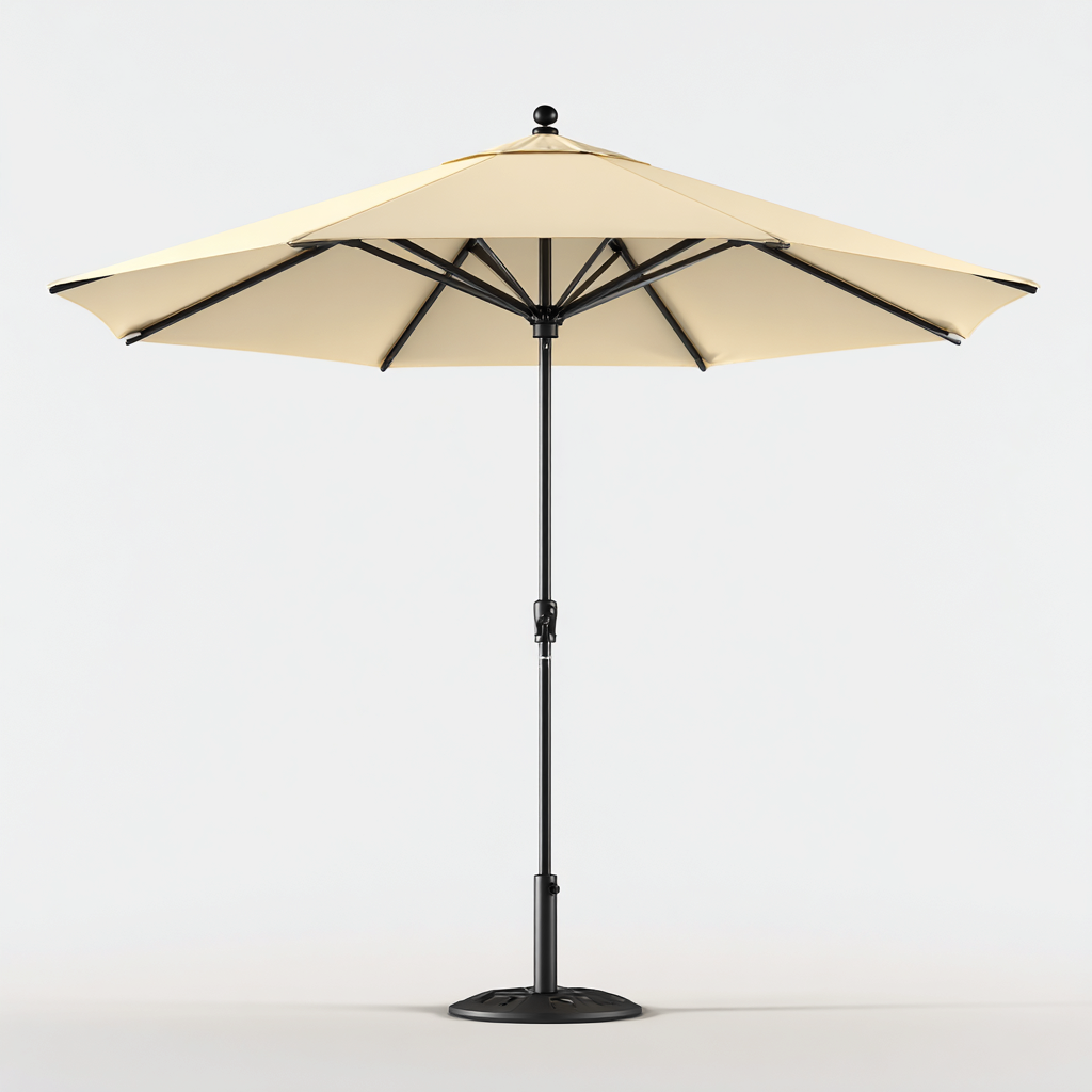 Ombrellone da giardino in poliestere 270x270x250 cm - beige - con ventilazione superiore e struttura in acciaio nero-Designene