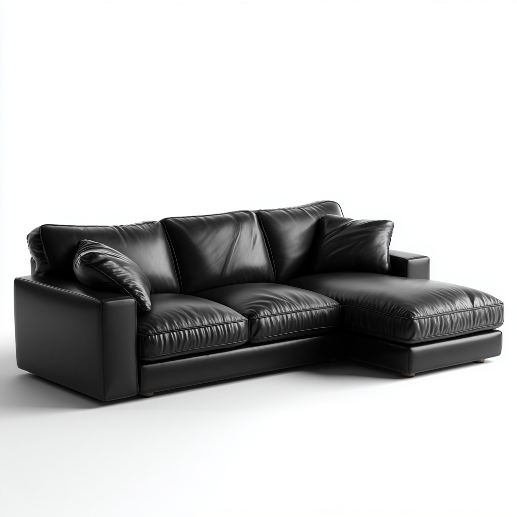 Divano angolare in pelle 255x160x90 cm - nero - design moderno con chaise longue-Designene