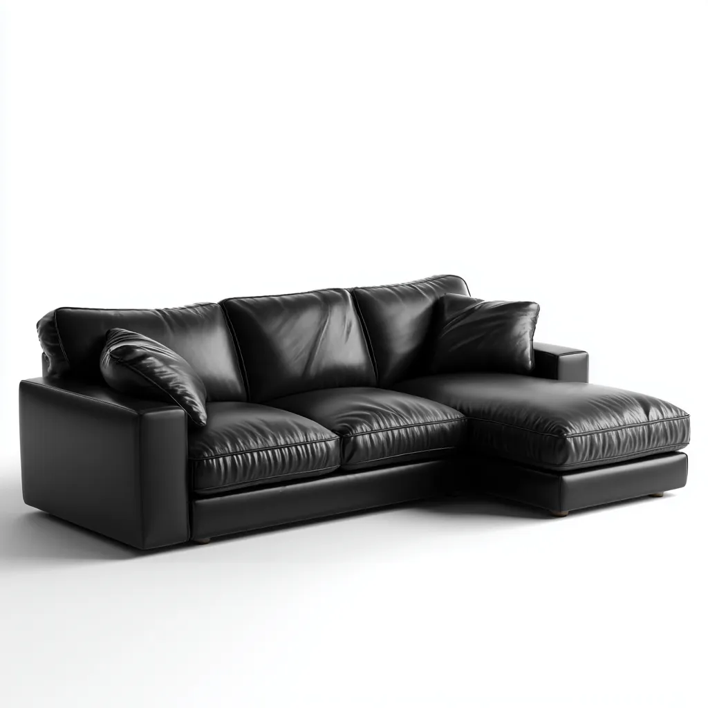 Divano angolare in pelle 255x160x90 cm - nero - design moderno con chaise longue-Designene