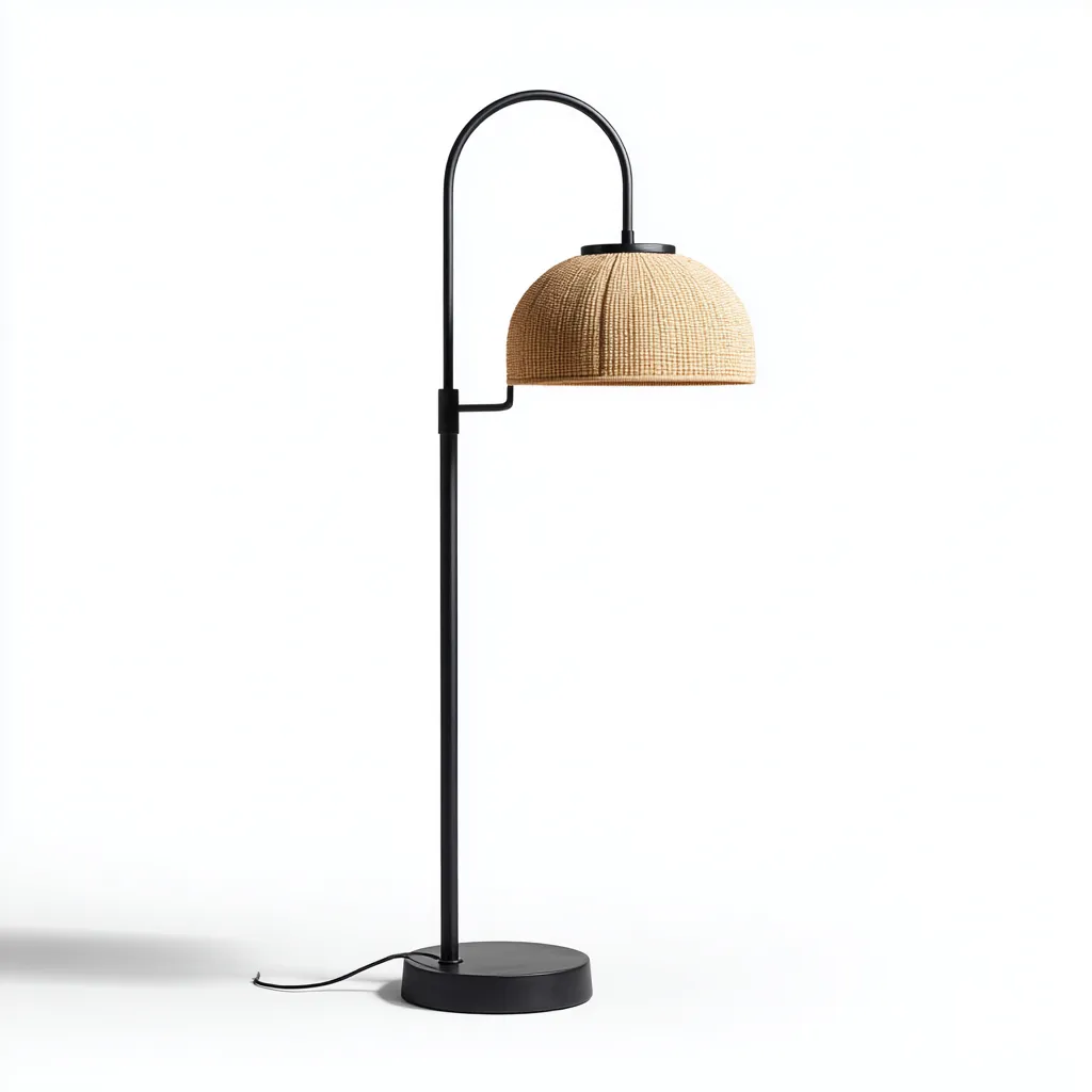 Lampada da terra metallo nero 45x33x160 cm beige-nero stile moderno naturale-Designene
