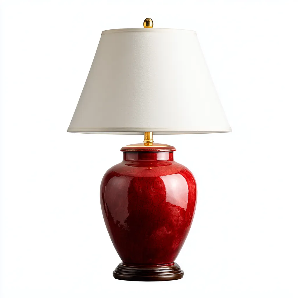 Lampada da tavolo in ceramica 35x35x60 cm - rosso - stile classico - ideale per soggiorno-Designene
