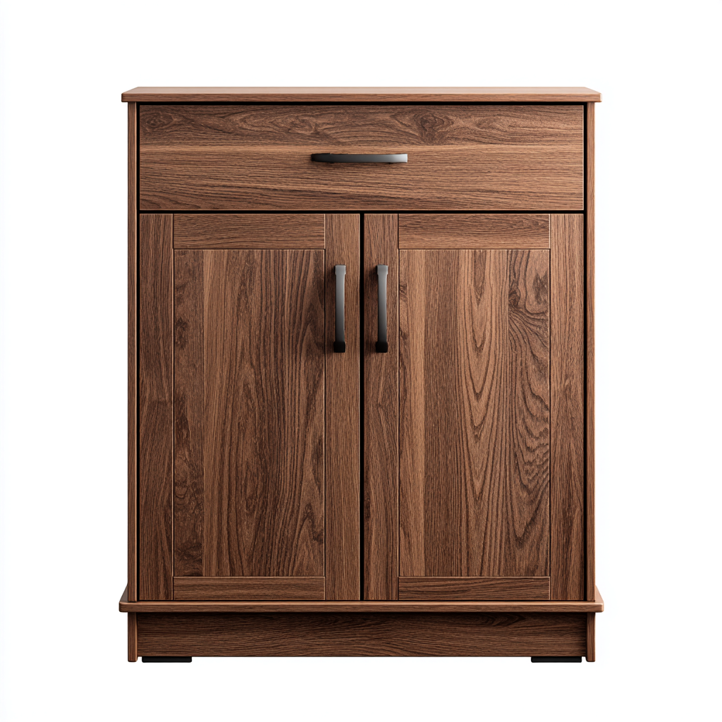 Scarpiera in legno MDF con 2 ante e 1 cassetto 75x35x110 cm - marrone noce - design moderno-Designene