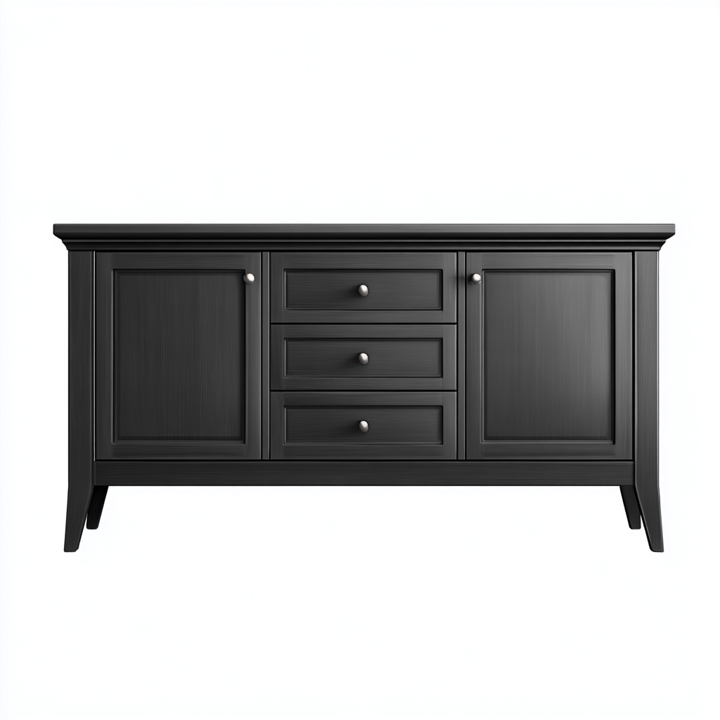 Mobile TV in legno massello 140x45x75 cm - Nero - Design classico elegante-Designene
