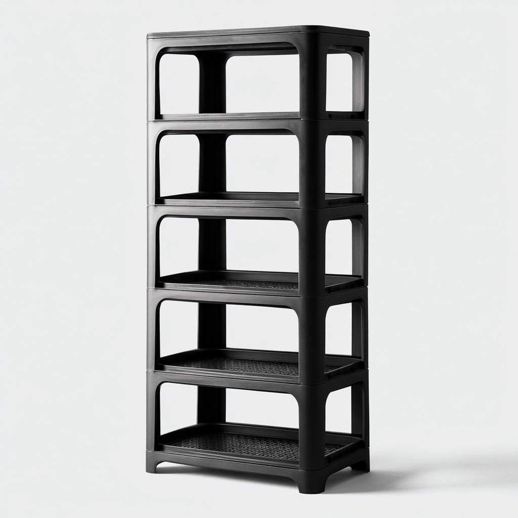 Scarpiera in plastica 70x30x180 cm - nera - design moderno-Designene