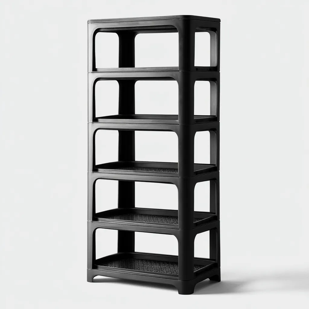 Scarpiera in plastica 70x30x180 cm - nera - design moderno-Designene