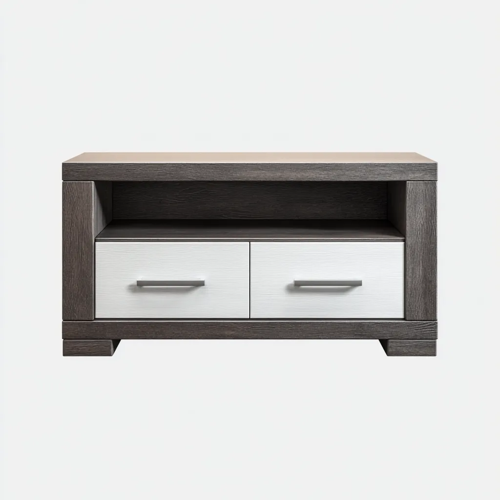 Mobile TV in legno MDF 100x40x55 cm - Grigio scuro-Bianco - Design moderno con due cassetti e vano aperto-Designene