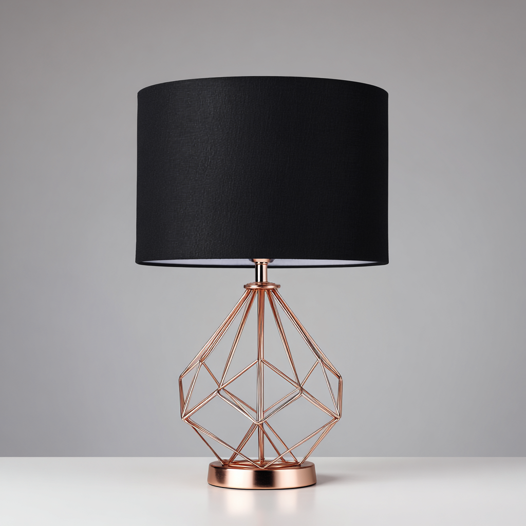 Lampada da tavolo in metallo 32x32x55 cm - nero e oro - design moderno - ideale per soggiorno o camera da letto-Designene