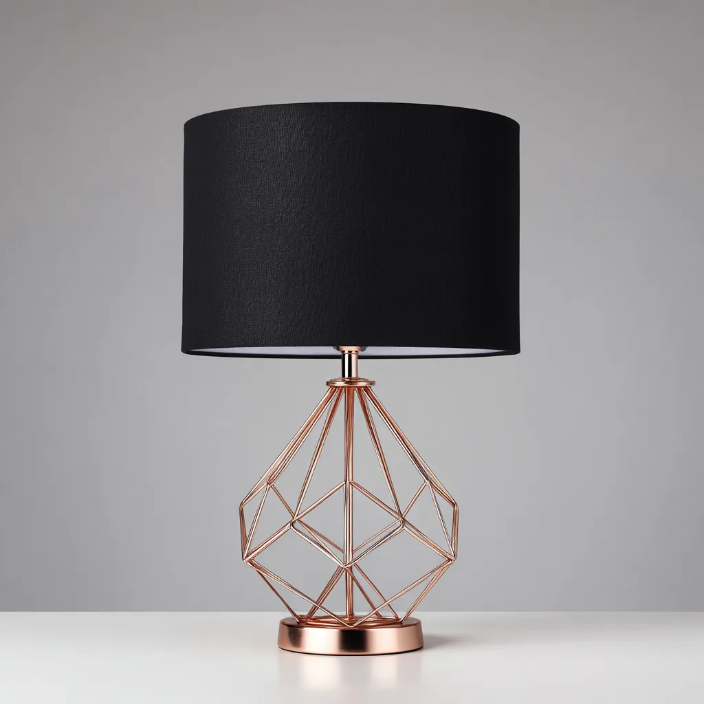 Lampada da tavolo in metallo 32x32x55 cm - nero e oro - design moderno - ideale per soggiorno o camera da letto-Designene