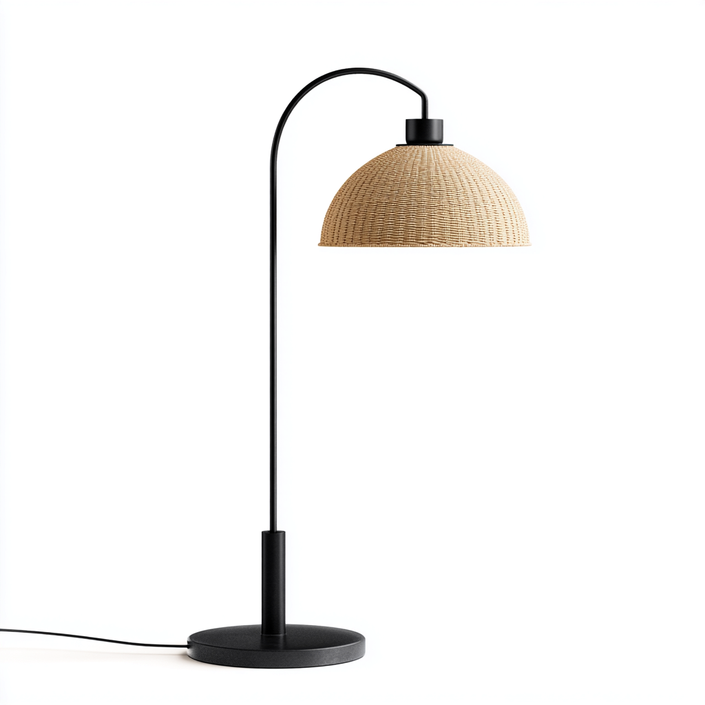 Lampada da terra metallo nero 43x32x160 cm beige-nero stile moderno naturale-Designene