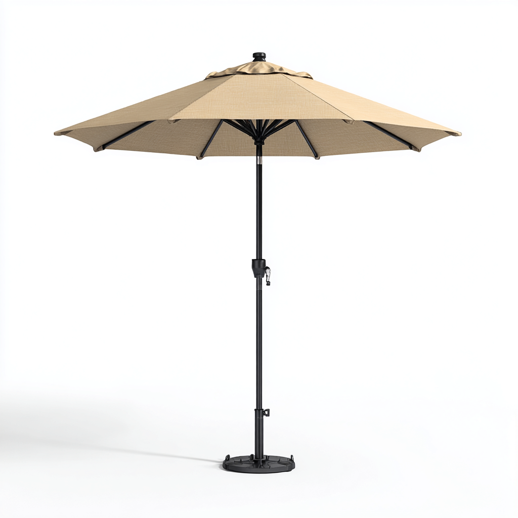 Ombrellone da giardino in poliestere 270x240 cm - beige sabbia - con ventilazione superiore - struttura in acciaio e palo nero-Designene