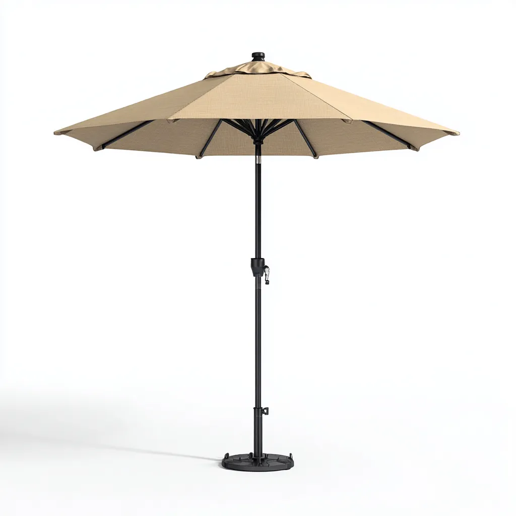 Ombrellone da giardino in poliestere 270x240 cm - beige sabbia - con ventilazione superiore - struttura in acciaio e palo nero-Designene