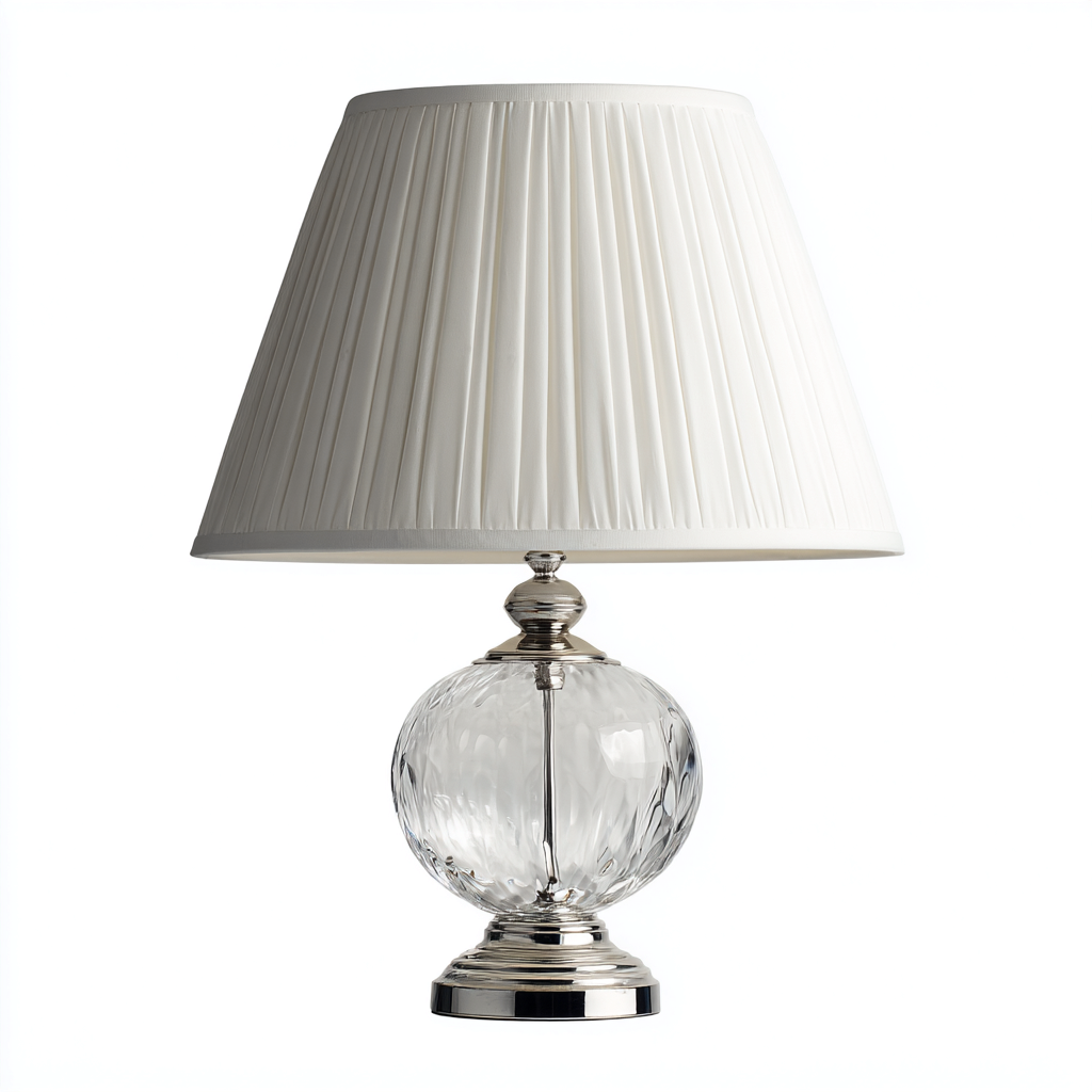Lampada da tavolo in vetro e metallo 28x28x55 cm - bianco - design classico elegante-Designene