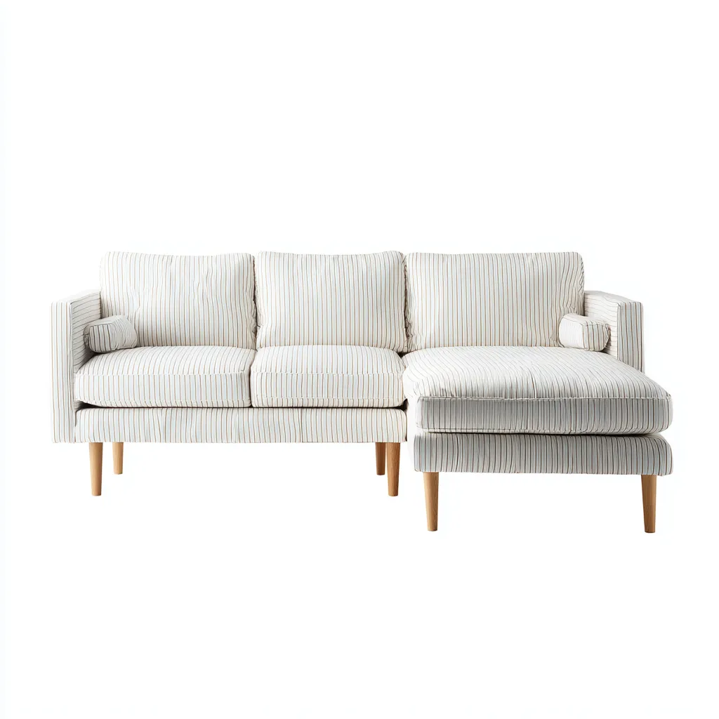 Divano angolare in tessuto 255x155x85 cm - beige - design moderno-Designene