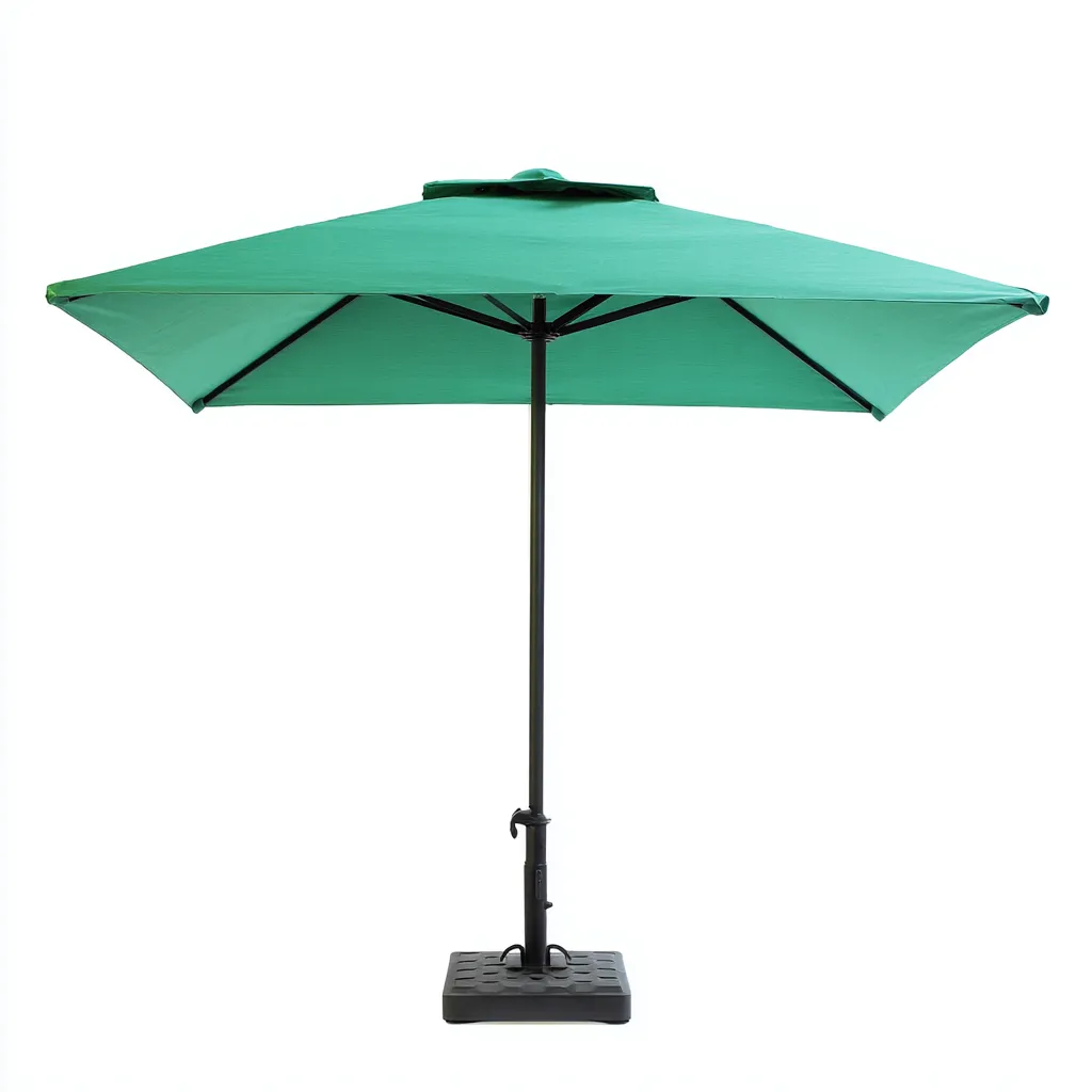 Ombrellone da giardino in poliestere 300x300x250 cm - verde - con base quadrata e struttura in acciaio nero-Designene