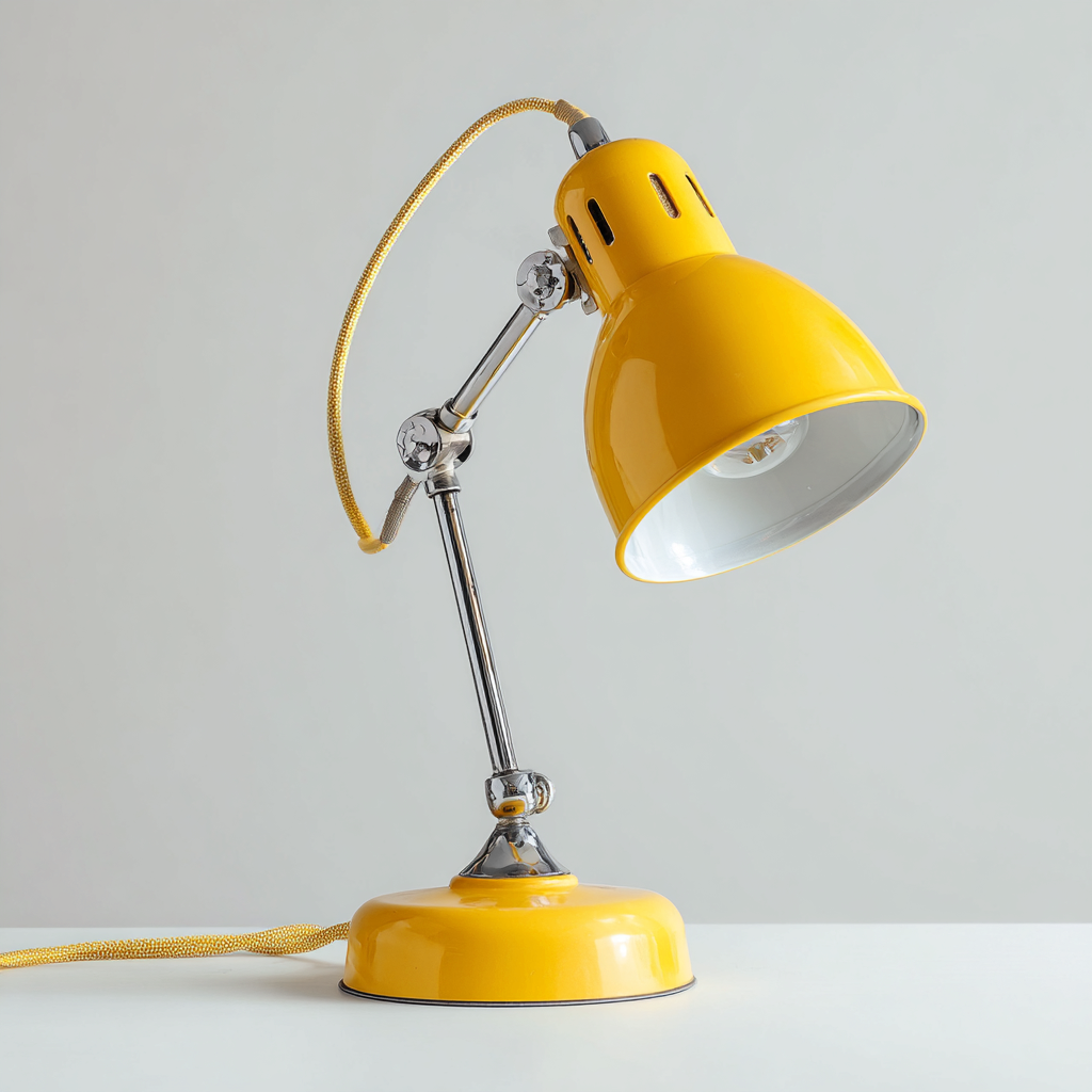 Lampada da tavolo in metallo regolabile 18x25x45 cm - gialla - design industriale-Designene