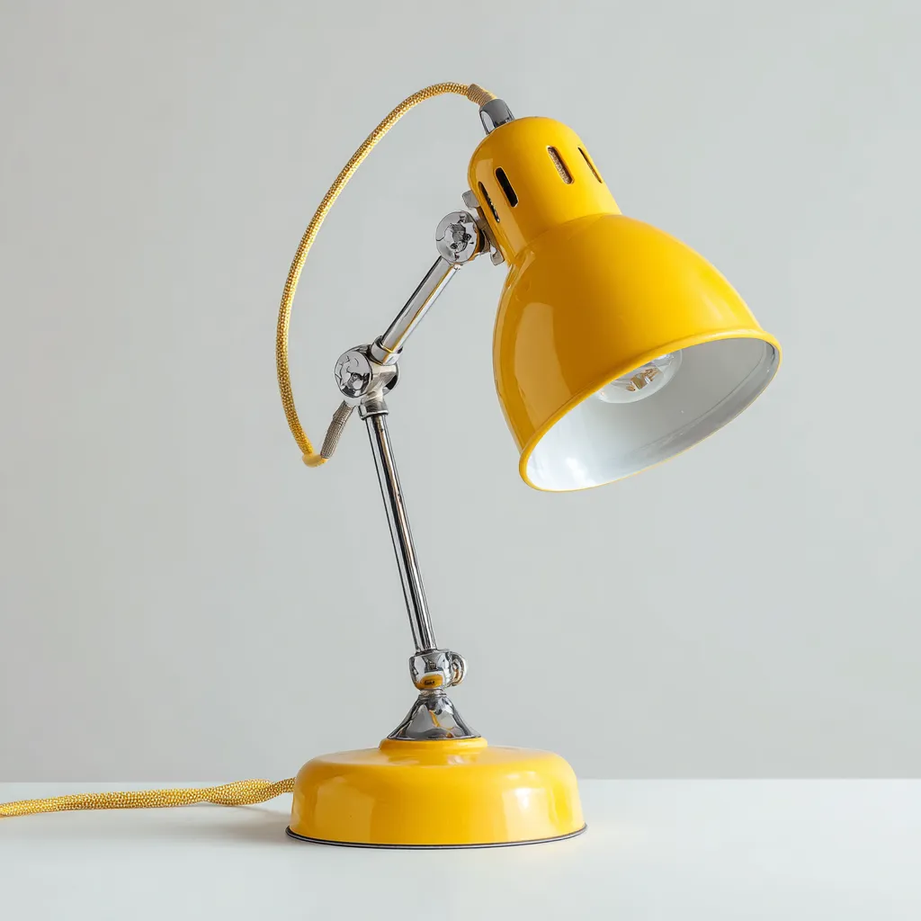 Lampada da tavolo in metallo regolabile 18x25x45 cm - gialla - design industriale-Designene