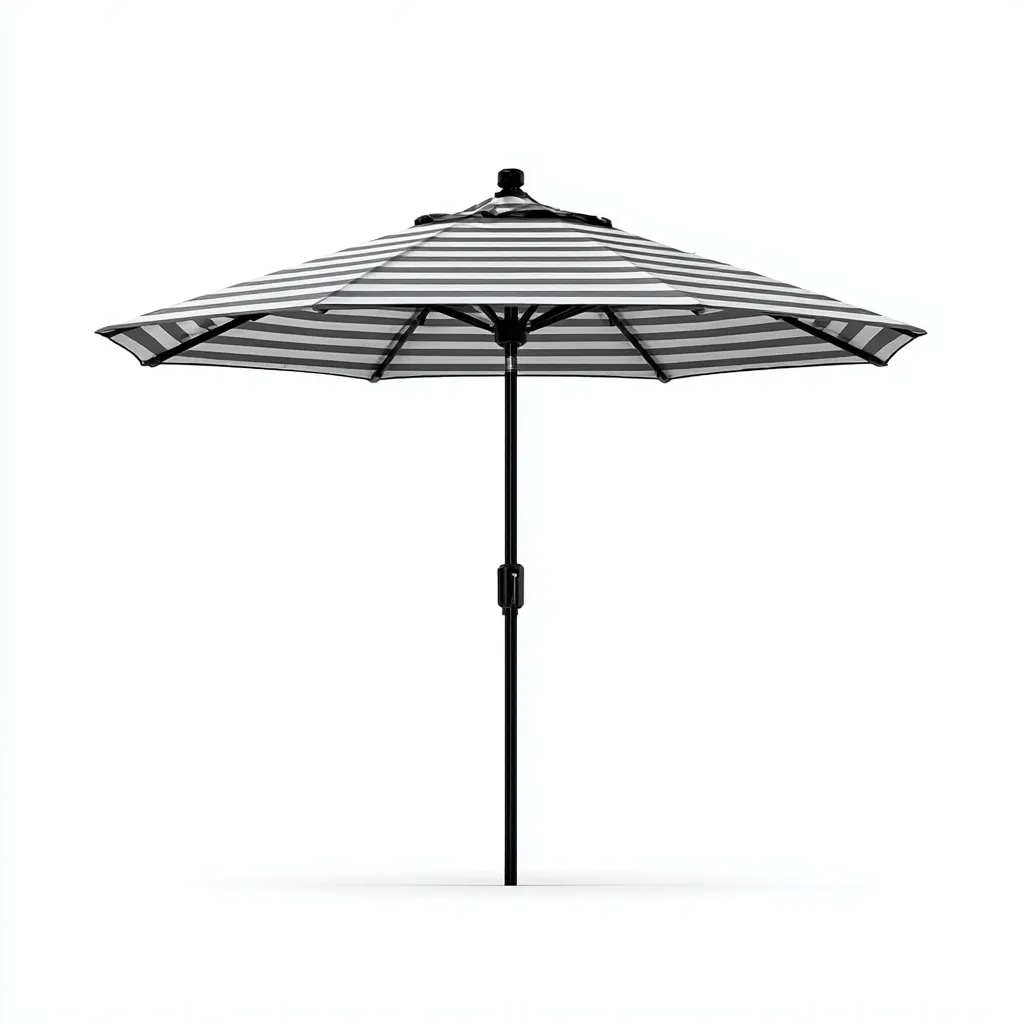 Ombrellone da giardino in poliestere 270x270x250 cm - grigio-bianco - con palo in acciaio nero e fantasia a righe-Designene