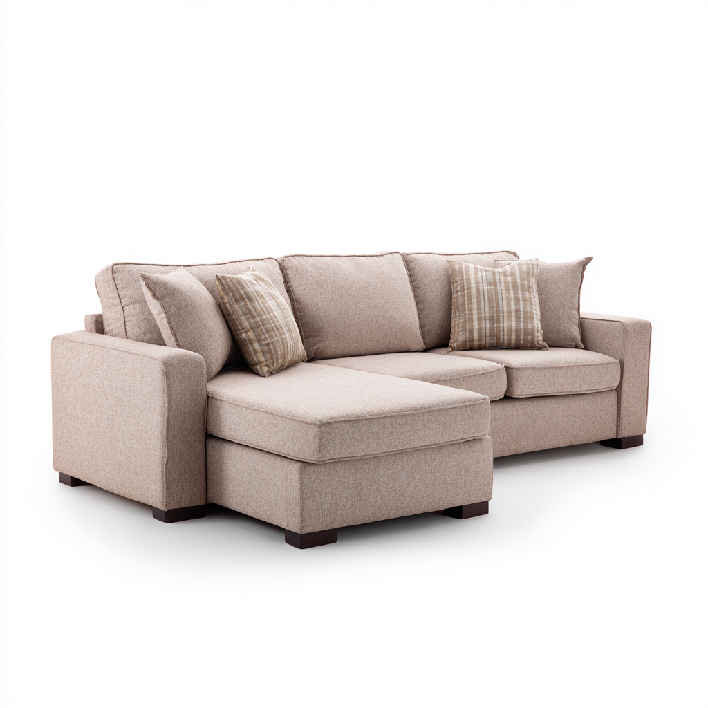 Divano angolare in tessuto 260x160x85 cm - beige - design moderno-Designene