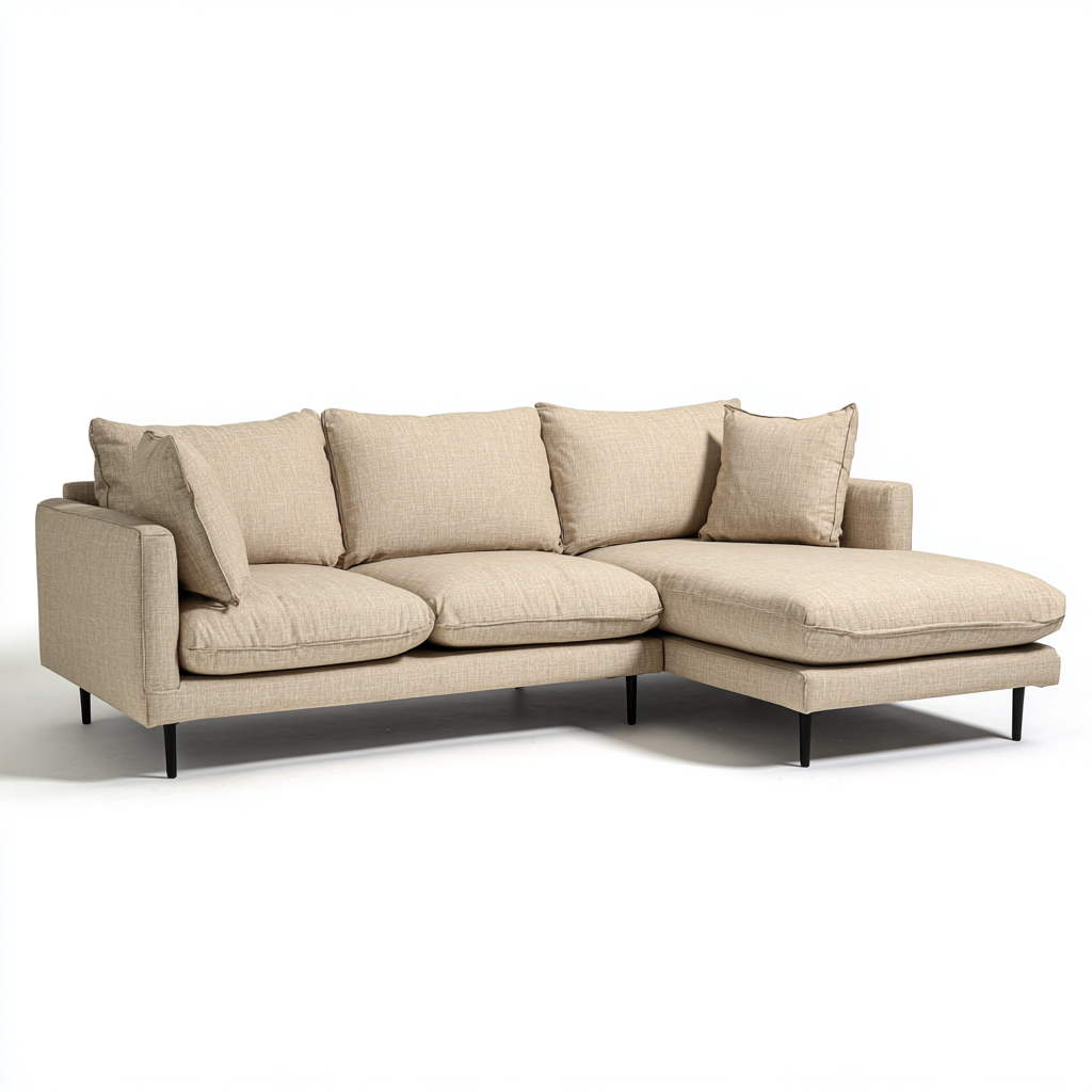 Divano angolare in tessuto 260x160x85 cm - beige - design moderno-Designene