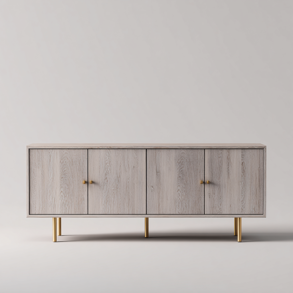 Mobile TV in legno MDF 160x40x60 cm - Grigio-Oro - Design moderno con quattro ante-Designene